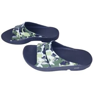 OOFOS Ooahh Green Camo Unisex Slides Sandals Men's US 8/ Wms. US 10/ EUR 41